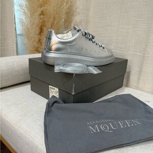 Alexander McQueen Metallic Silver Sneakers